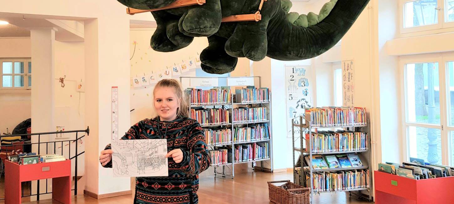 Dino-Malbild aus der Bücherei Lüdenscheid