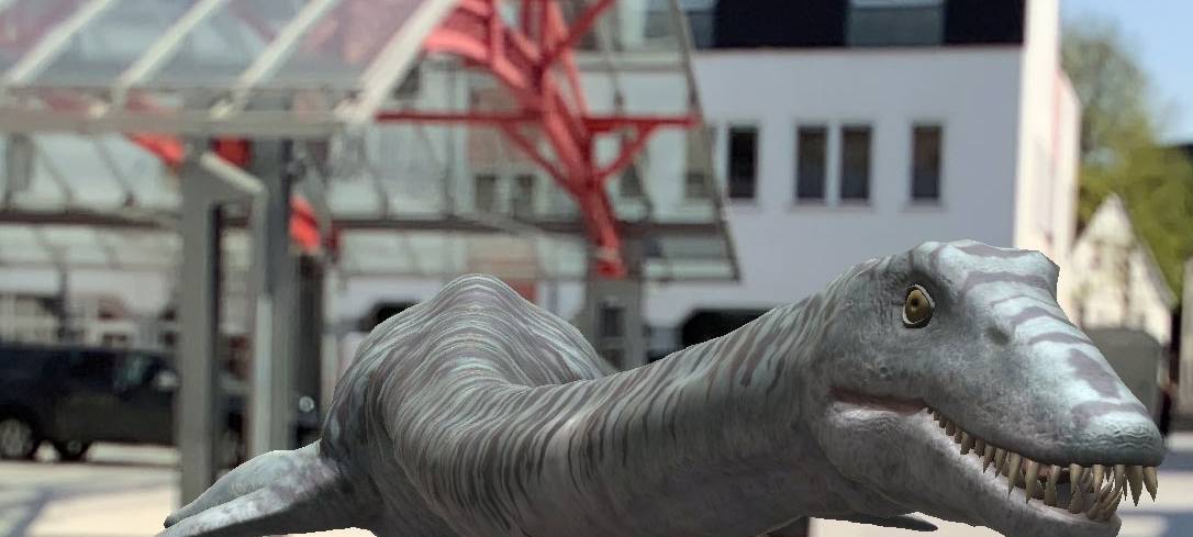 Ein virtueller Dinosauerier in Plettenberg