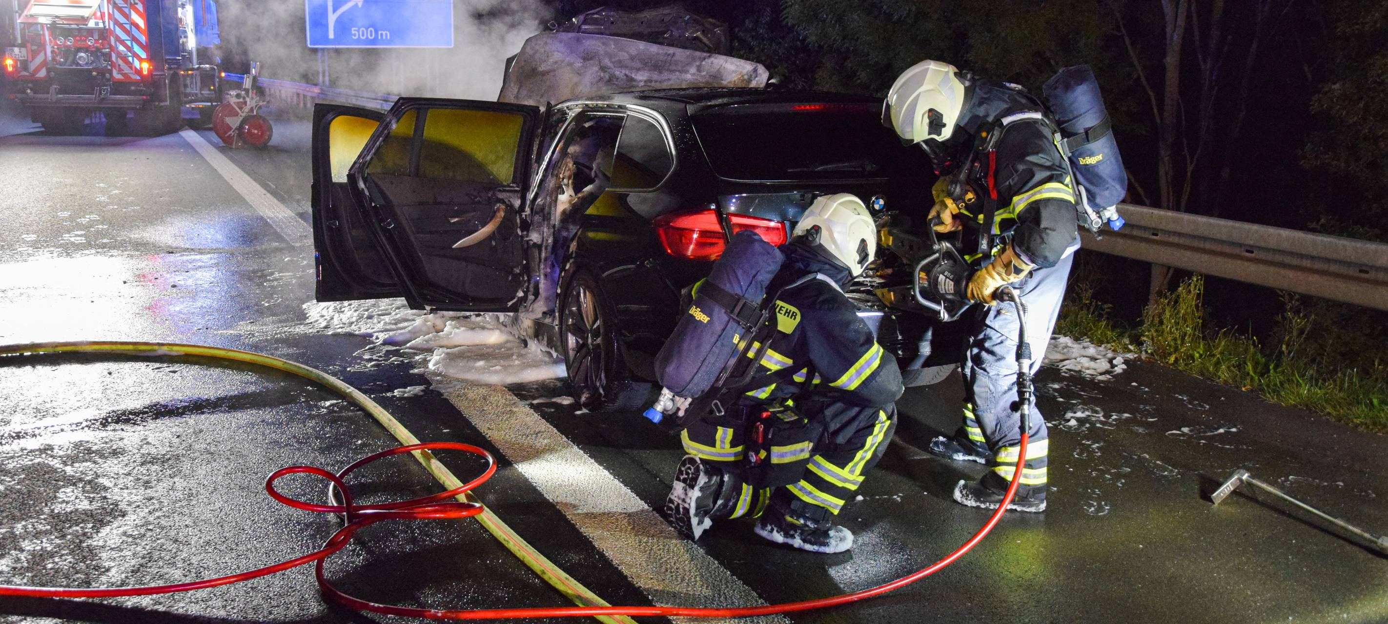 A46: Brennendes Auto in Letmathe