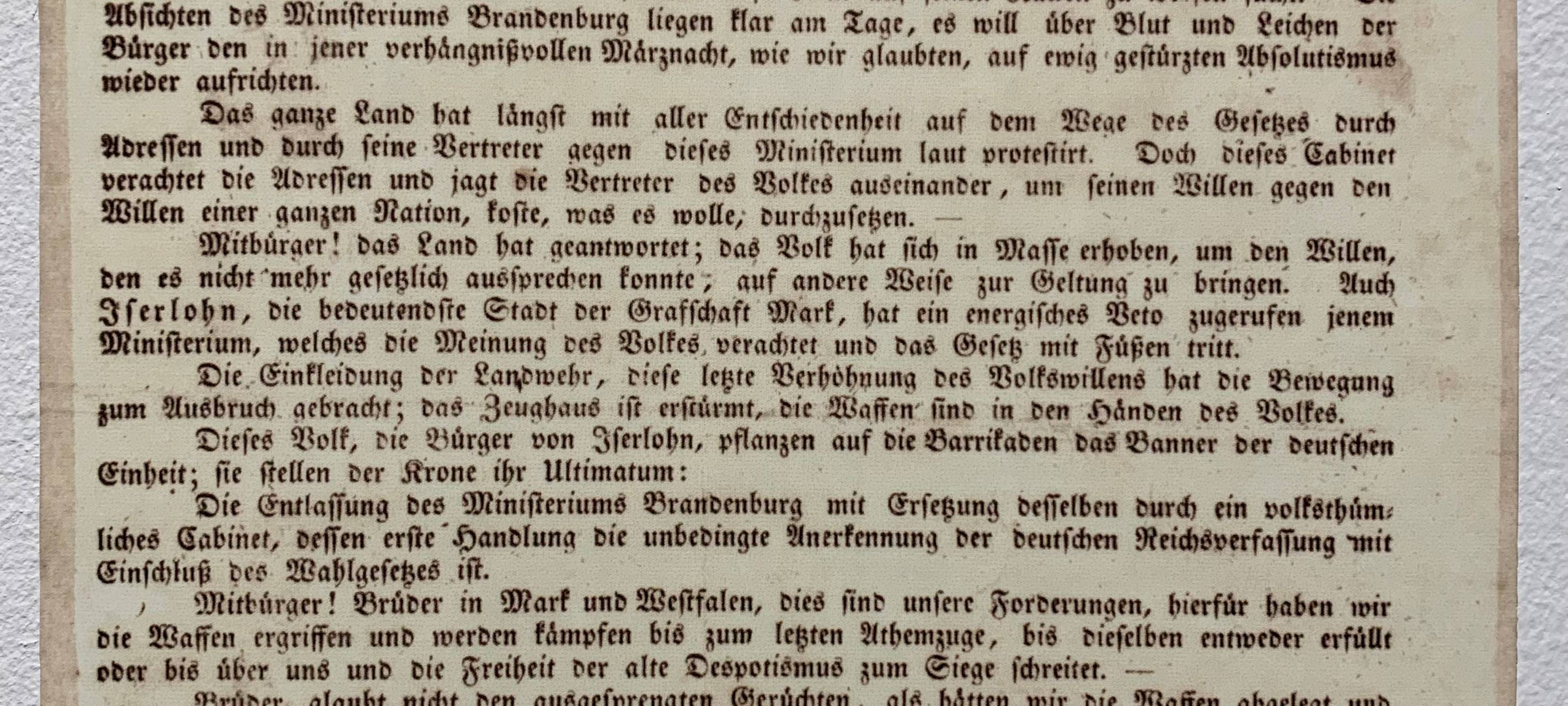 Jubiläum der Iserlohner Revolution