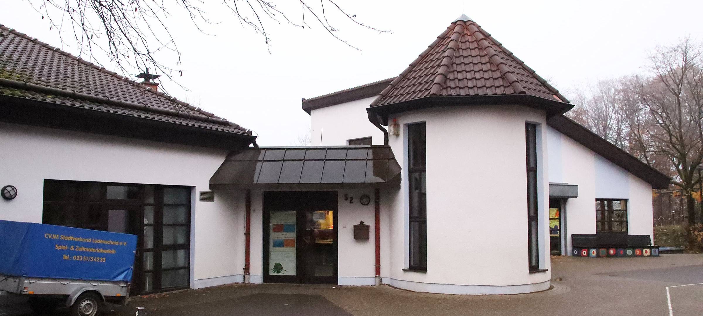 Die Jugend- und Freizeitstätte Audrey's vor dem Großbrand. In der Einrichtung bot der CVJM Stadtverband ein umfangreiches Angebot für Kinder und Jugendliche an.