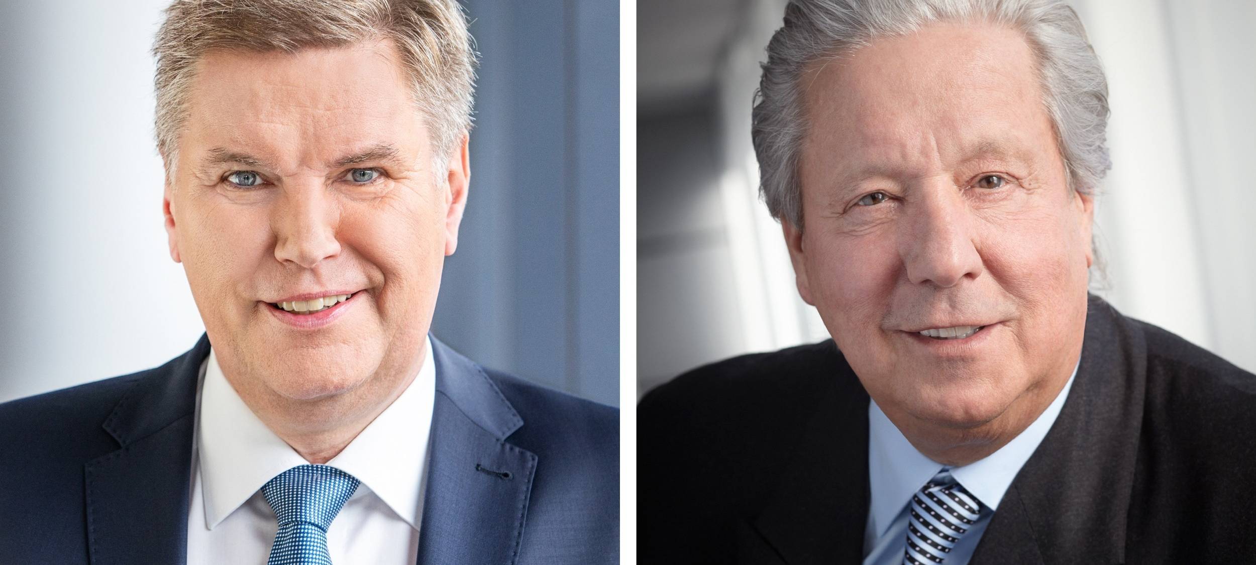 Dr. Volker Kuhl (links) löst als Sprecher der Geschäftsführung den bisherigen Generalbevollmächtigten Michael Huber in der Geschäftsführung der Brauerei C. & A. Veltins ab.