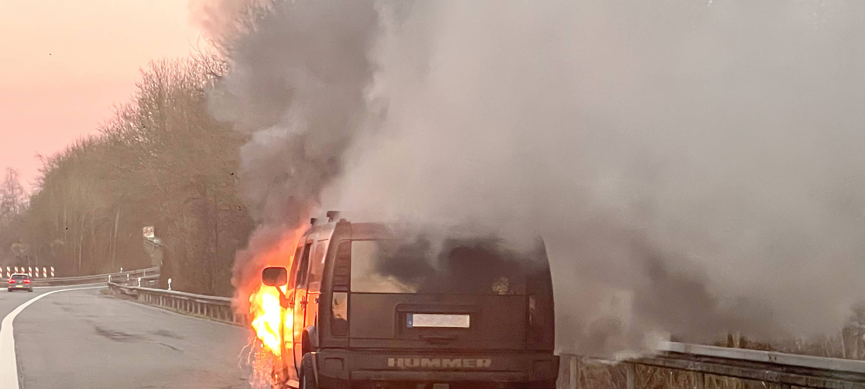 Autobrand auf A 46 bei Hemer