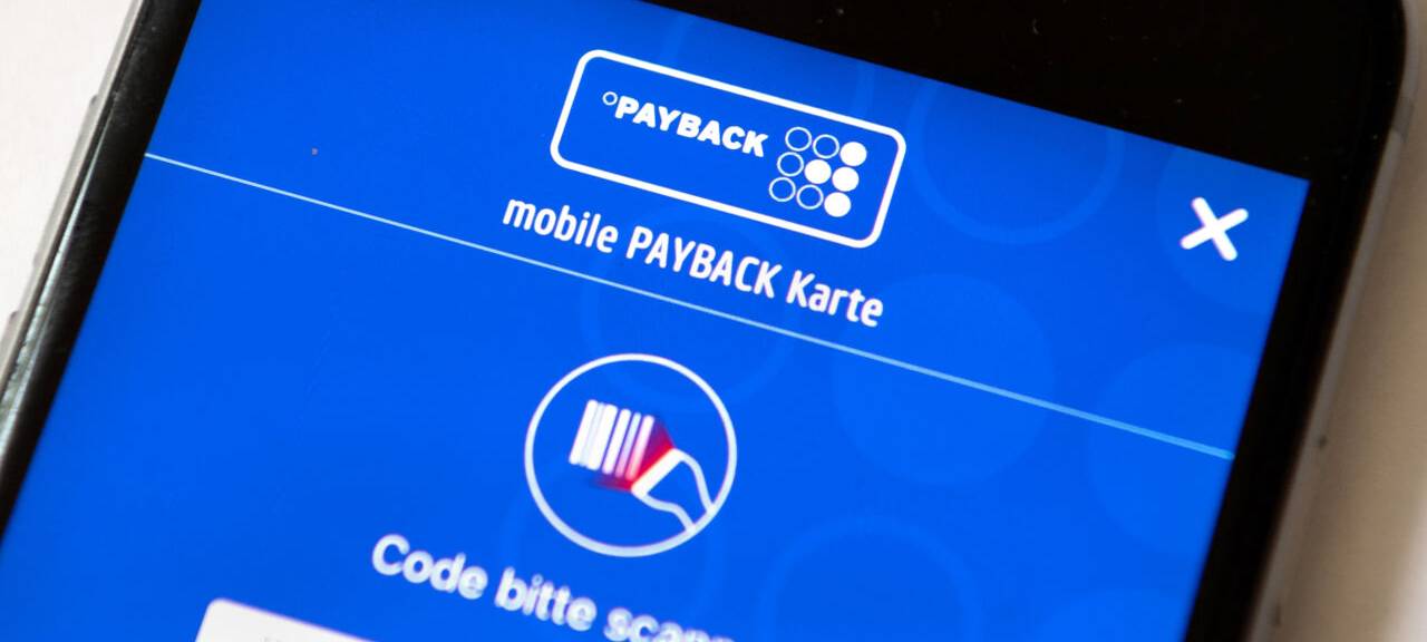 Auf einem Handy erscheint das Payback-Menü