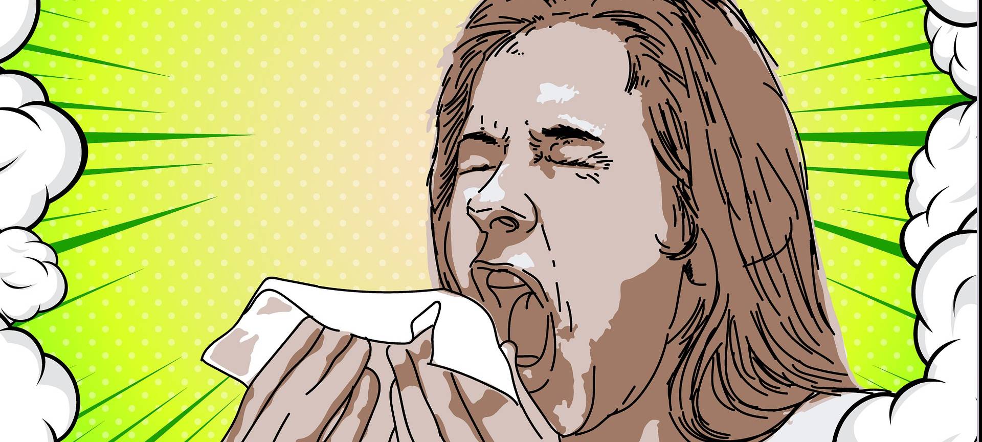 Frau niest und verreißt das Lenkrad