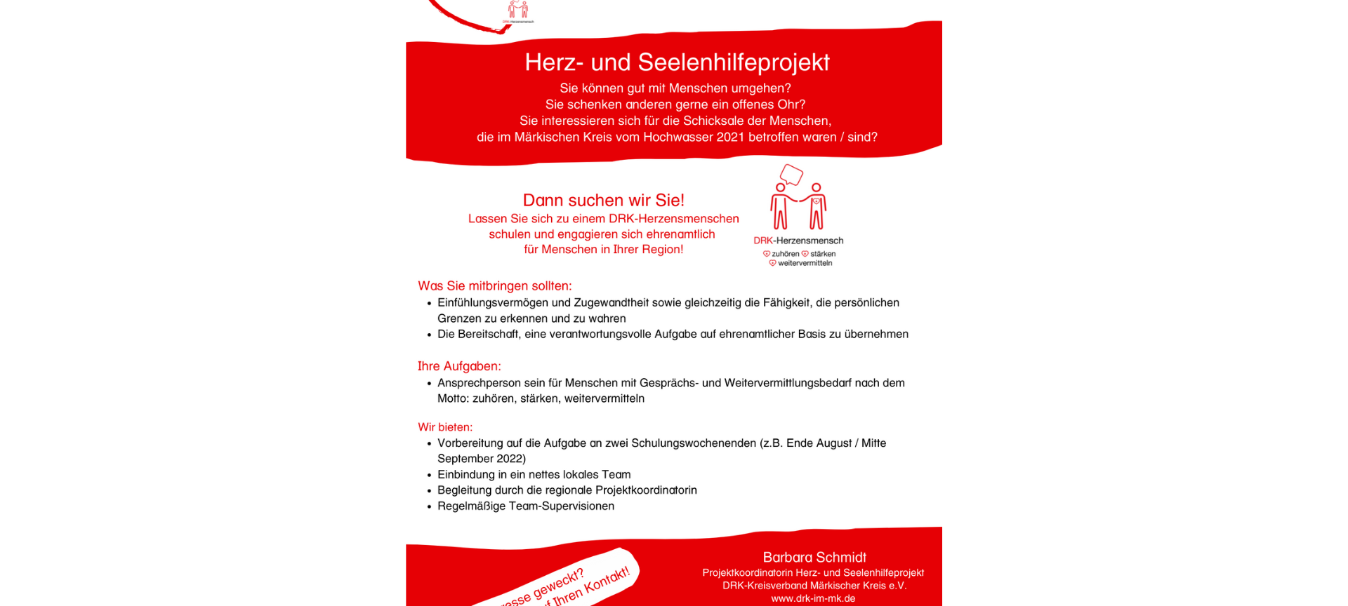 DRK Herzensmenschen: Anmeldung für Schulungen in Iserlohn